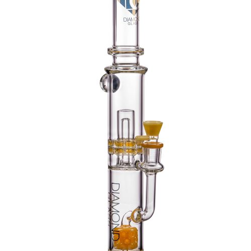 Diamond Glass Bubble Barrel to UFO Perc Straight Tube Topaz Color